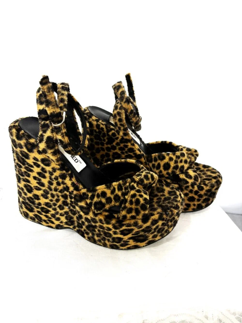 Classified Leopard Fur Platform Shoes 60’s – 70’s style Vintage Sz 6.5